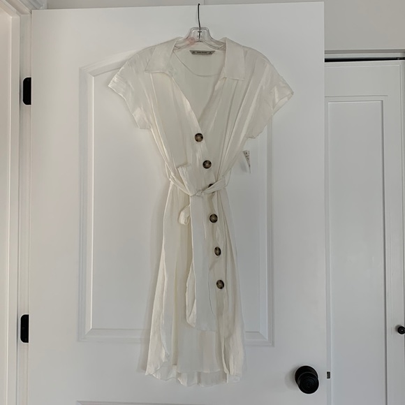 Zara Button Front Dress Zara Green 100% Linen Button-Front Midi Dress Short  Sleeve Women's